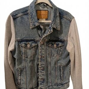 Pull&Bear Denim Jacket with Light Gray Sleeves